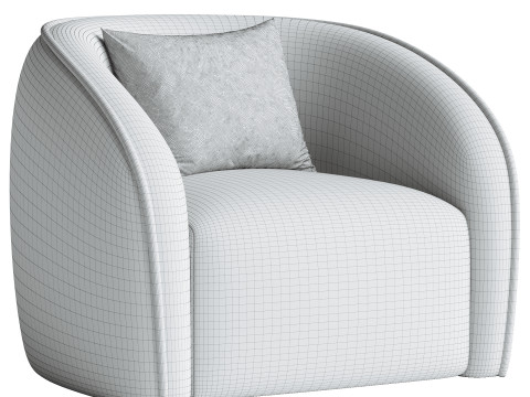 White Boucl Upholstered Armchair Seral Modèle 3D