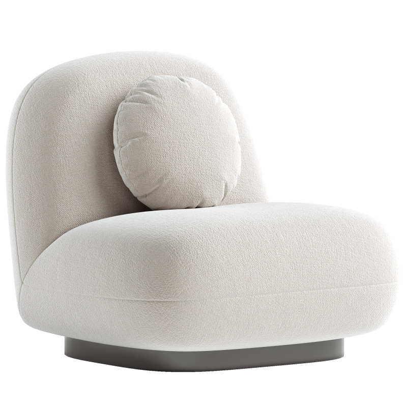 Upholstered Armchair In White Boucl Black Legs Larry 3D मॉडल .c4d .max .obj .3ds .fbx .stl .blend 