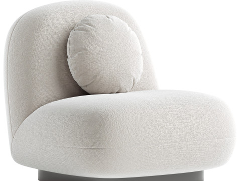 Upholstered Armchair In White Boucl Black Legs Larry 3D Model