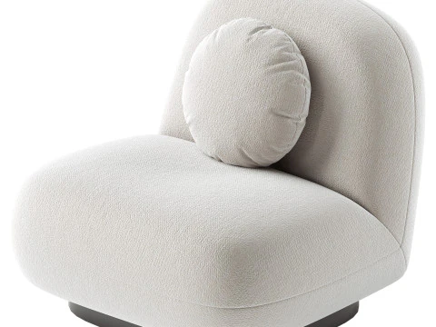 Upholstered Armchair In White Boucl Black Legs Larry 3D Model