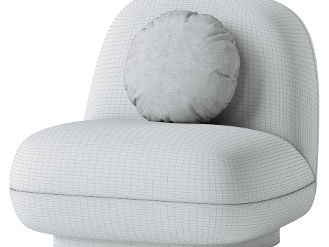Upholstered Armchair In White Boucl Black Legs Larry 3D मॉडल