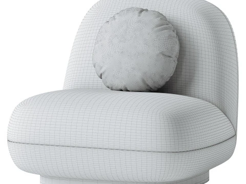 Upholstered Armchair In White Boucl Black Legs Larry 3D Model