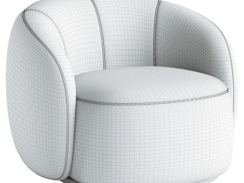 Curved Lounge Chair Merlot 3D Model