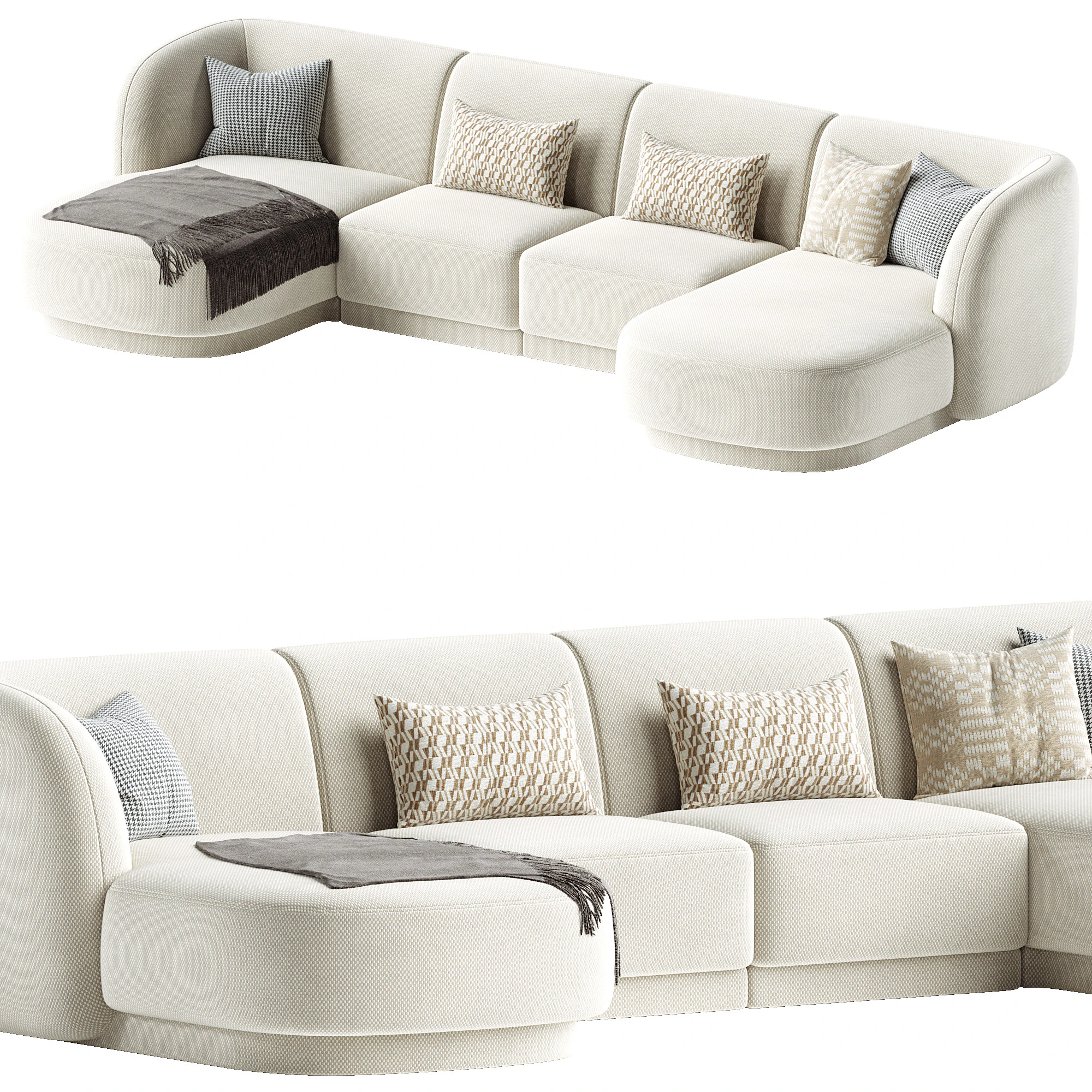 5-seater sofa Miley velvet 3D Model .c4d .max .obj .3ds .fbx .stl .blend