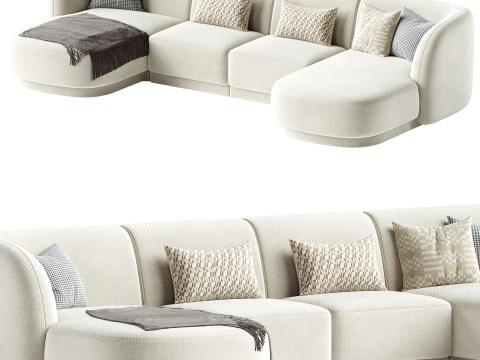 5-seater sofa Miley velvet 3D Model