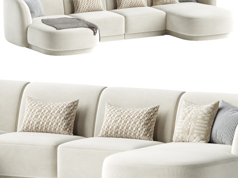 5-seater sofa Miley velvet 3D 模型