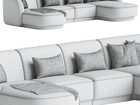 5-seater sofa Miley velvet 3D 模型