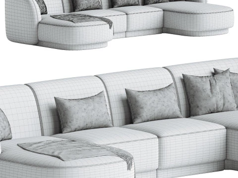 5-seater sofa Miley velvet 3D Model