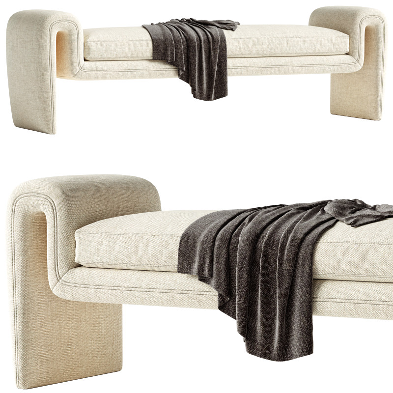 Cream curly curved bench Eichholtz Tondo L Modello 3D .c4d .max .obj .3ds .fbx .stl .blend 