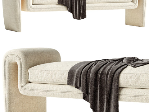 Cream curly curved bench Eichholtz Tondo L 3D Модель