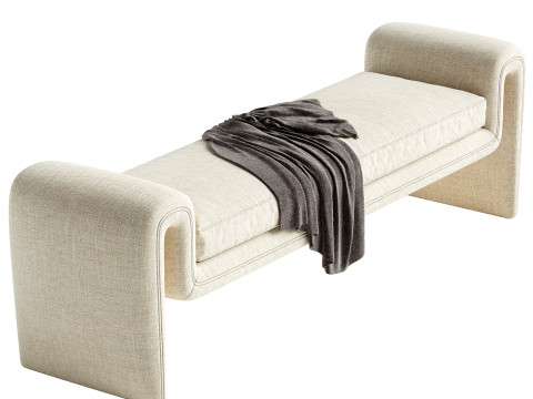 Cream curly curved bench Eichholtz Tondo L Modello 3D