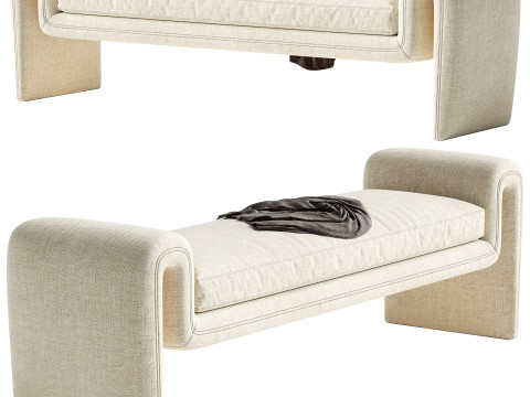 Cream curly curved bench Eichholtz Tondo L Modello 3D