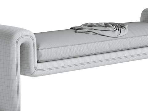 Cream curly curved bench Eichholtz Tondo L Modello 3D