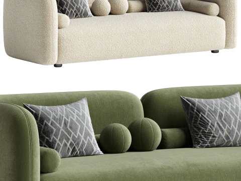 3人掛けヴィクトリアブークルソファ 3Dモデル