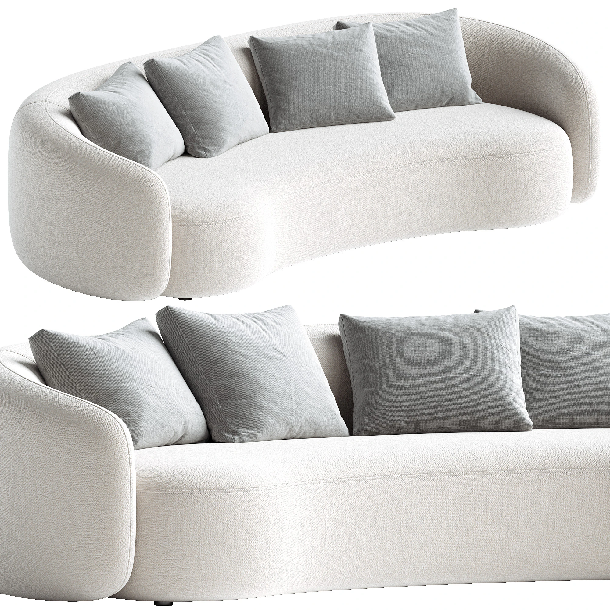 Modern Upholstered 5-Seater Boucle Sofa Couch 3D Model .c4d .max .obj .3ds .fbx .stl .blend 