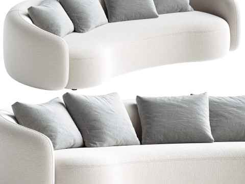 Modern Upholstered 5-Seater Boucle Sofa Couch 3D Model