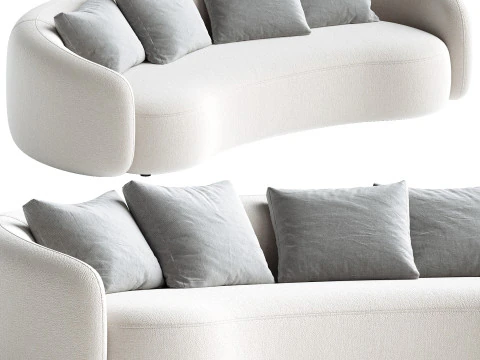 Moderne gestoffeerde 5-zits boucl&eacute;-slaapbank 3D Model