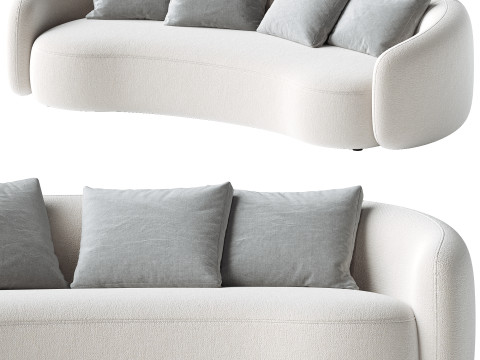 Modern Upholstered 5-Seater Boucle Sofa Couch Model 3D