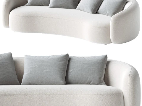 Modern Upholstered 5-Seater Boucle Sofa Couch 3D Model