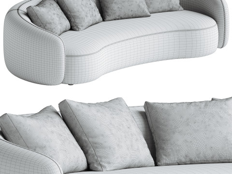 Modern Upholstered 5-Seater Boucle Sofa Couch Model 3D