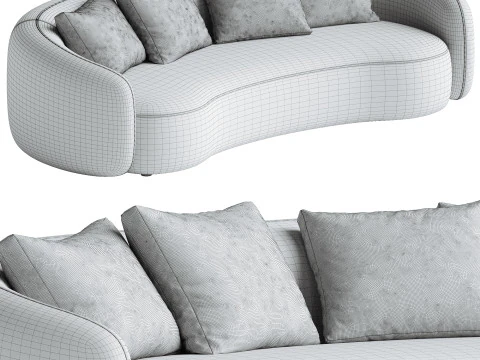 Modern Upholstered 5-Seater Boucle Sofa Couch 3D Model