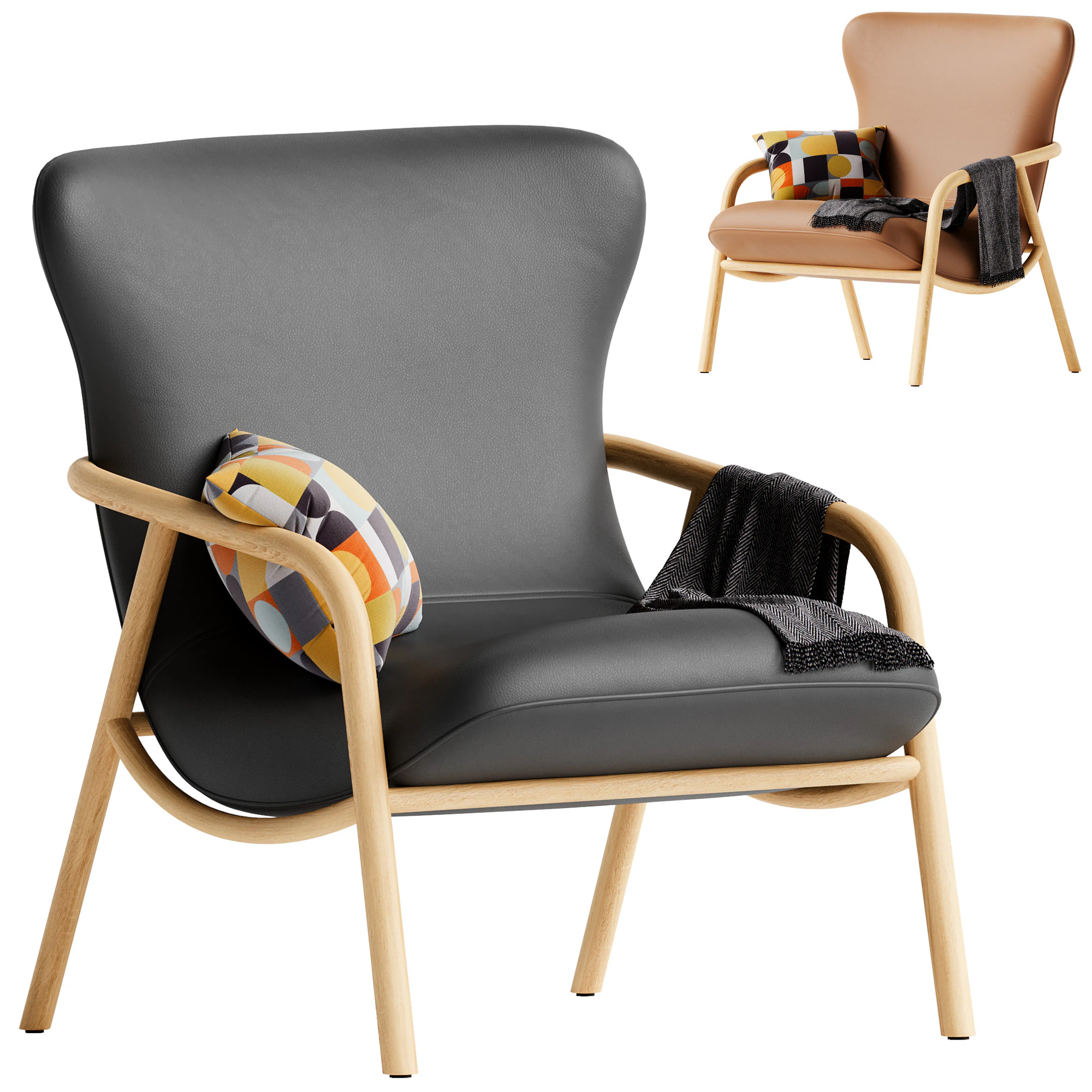 Leather Wingback Chair 3D Model .c4d .max .obj .3ds .fbx .stl .blend 