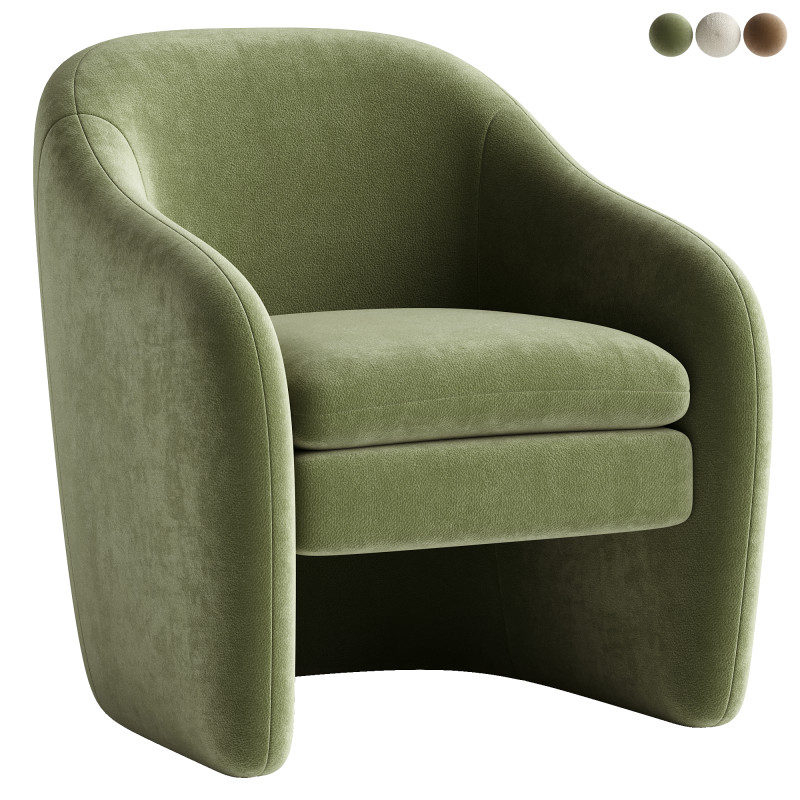 Zella Faux Shearling Fabric Accent Arm Chair 3D Модель .c4d .max .obj .3ds .fbx .stl .blend