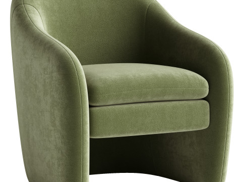 Zella Faux Shearling Fabric Accent Arm Chair 3D 모델