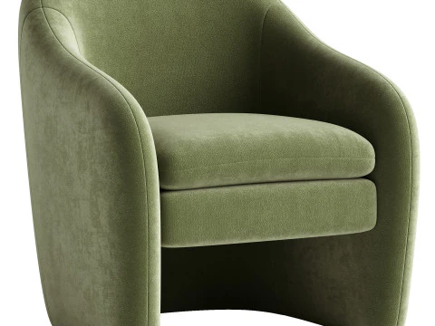 Cadeira de braço com detalhes em tecido Zella Faux Shearling Modelo 3D