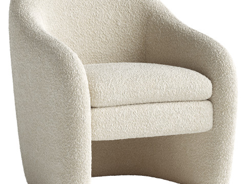 Zella Faux Shearling Fabric Accent Arm Chair 3D Модель