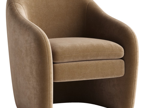 Zella Faux Shearling Fabric Accent Arm Chair 3D Модель