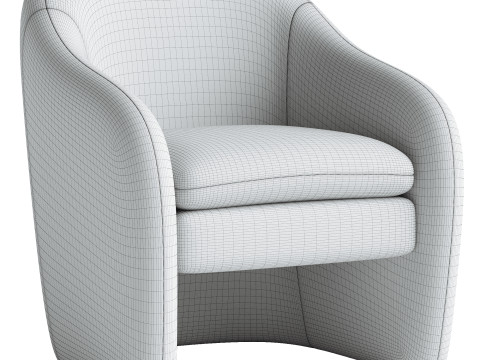 Zella Faux Shearling Fabric Accent Arm Chair 3D Модель