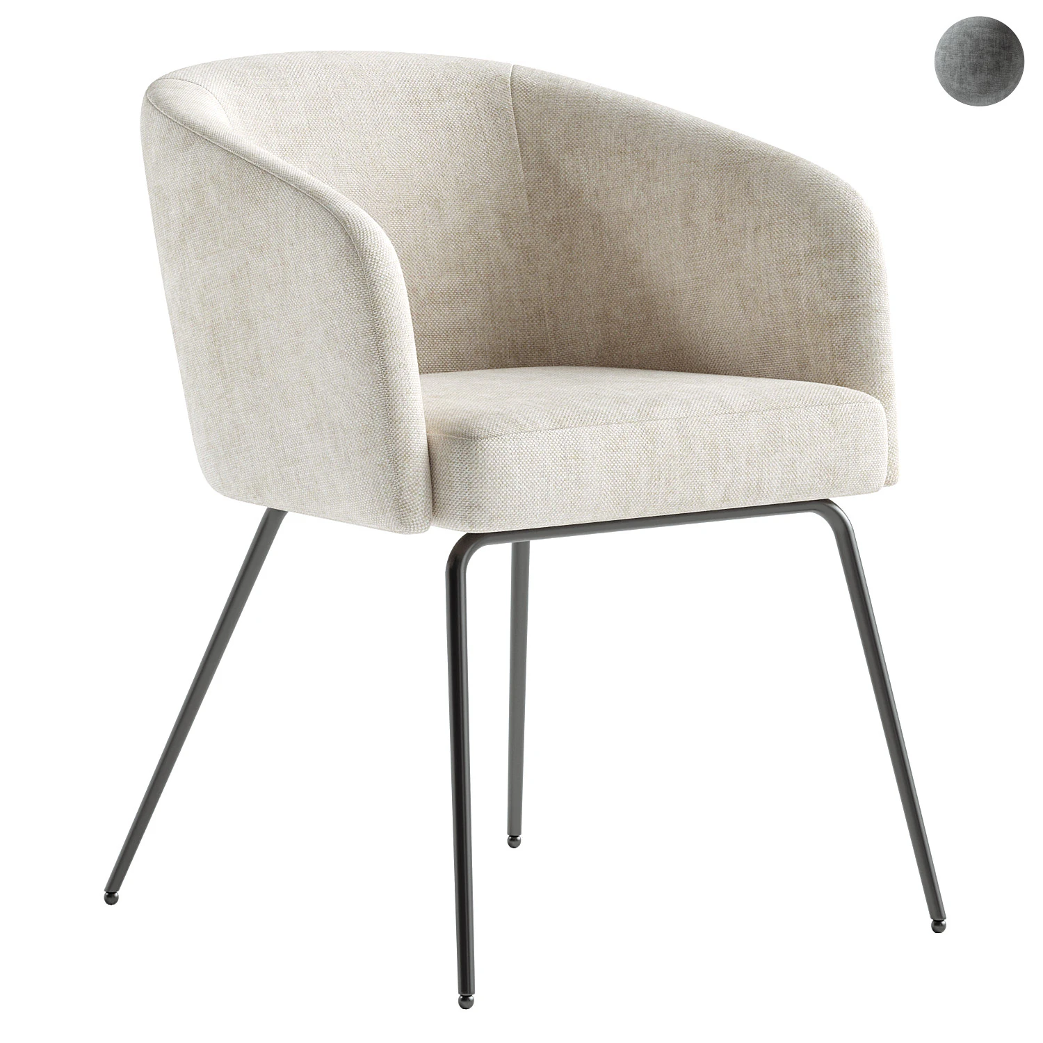 Gray Polyester Curved Back Chair 3D Model .c4d .max .obj .3ds .fbx .stl .blend 