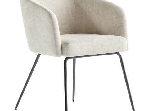 Серый стул из полиэстера с изогнутой спинкой 3D Модель