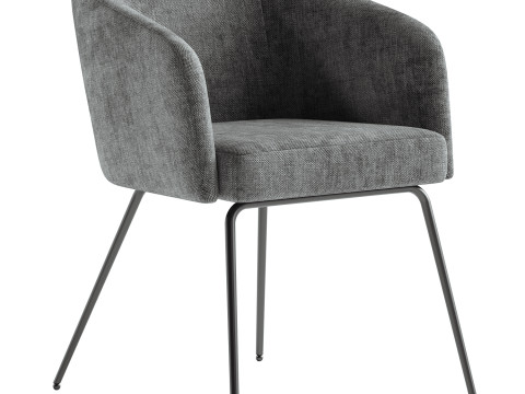 Gray Polyester Curved Back Chair 3D Model