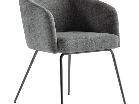 Gray Polyester Curved Back Chair 3D Model