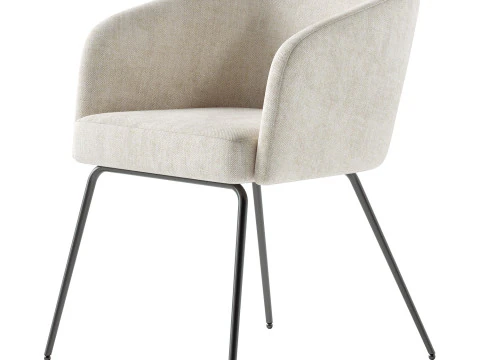 Gray Polyester Curved Back Chair 3D Model