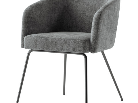 Gray Polyester Curved Back Chair 3D Model