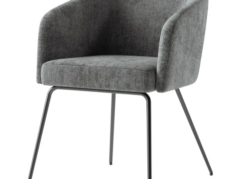 Gray Polyester Curved Back Chair 3D Model