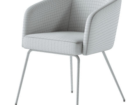 Gray Polyester Curved Back Chair 3D Model