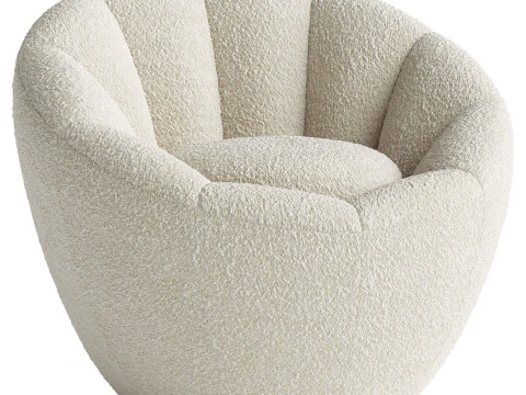 Crown armchair rotatable boucle 3D Model