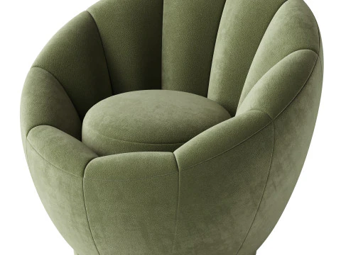 Crown armchair rotatable boucle 3D Model
