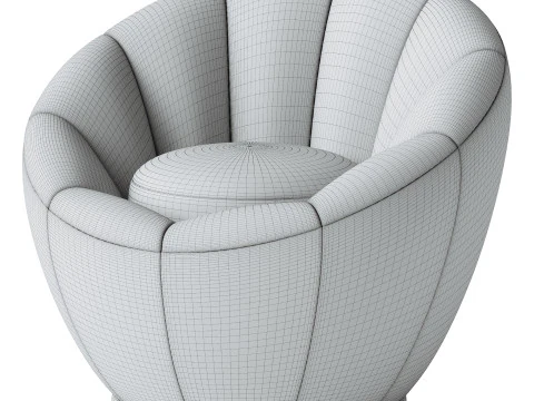 Crown armchair rotatable boucle 3D Model