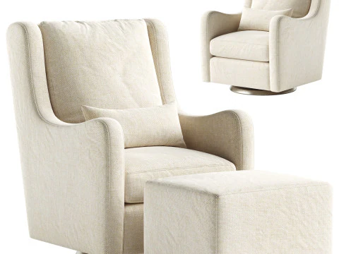 Milo Nursery Glider Chair and Ottoman 3D Model