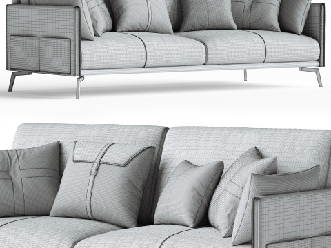 Glamorous Brown Leather Sofa Modelo 3D