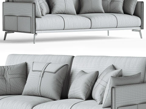 Glamorous Brown Leather Sofa 3D Model