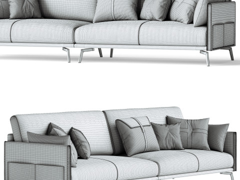 Glamorous Brown Leather Sofa 280 cm Modèle 3D