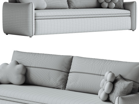 Upholstered Beige Daybed Modern Headboard Bed with Headboard Modèle 3D