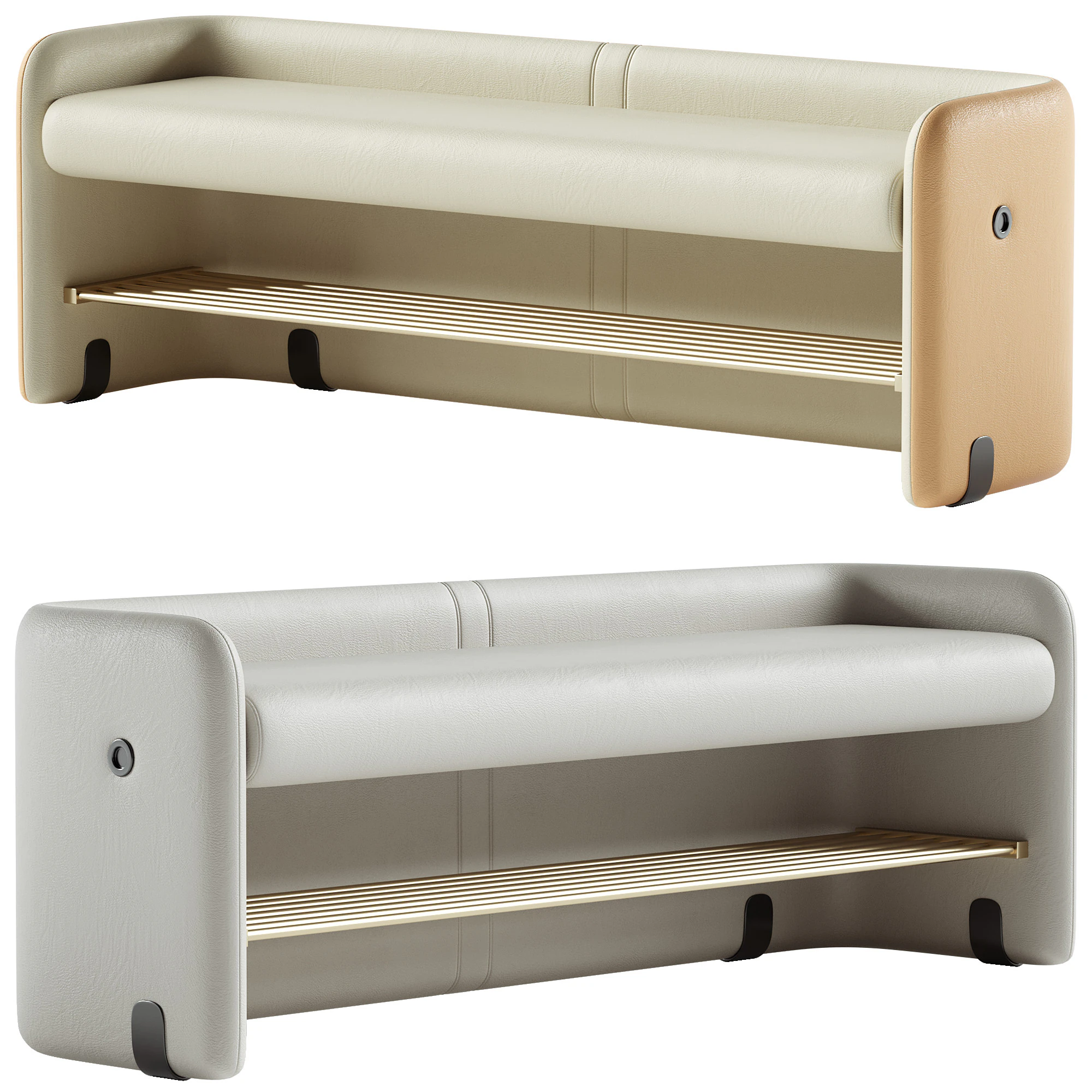Upholstered Modern Entryway Short Bench 3D Model .c4d .max .obj .3ds .fbx .stl .blend 