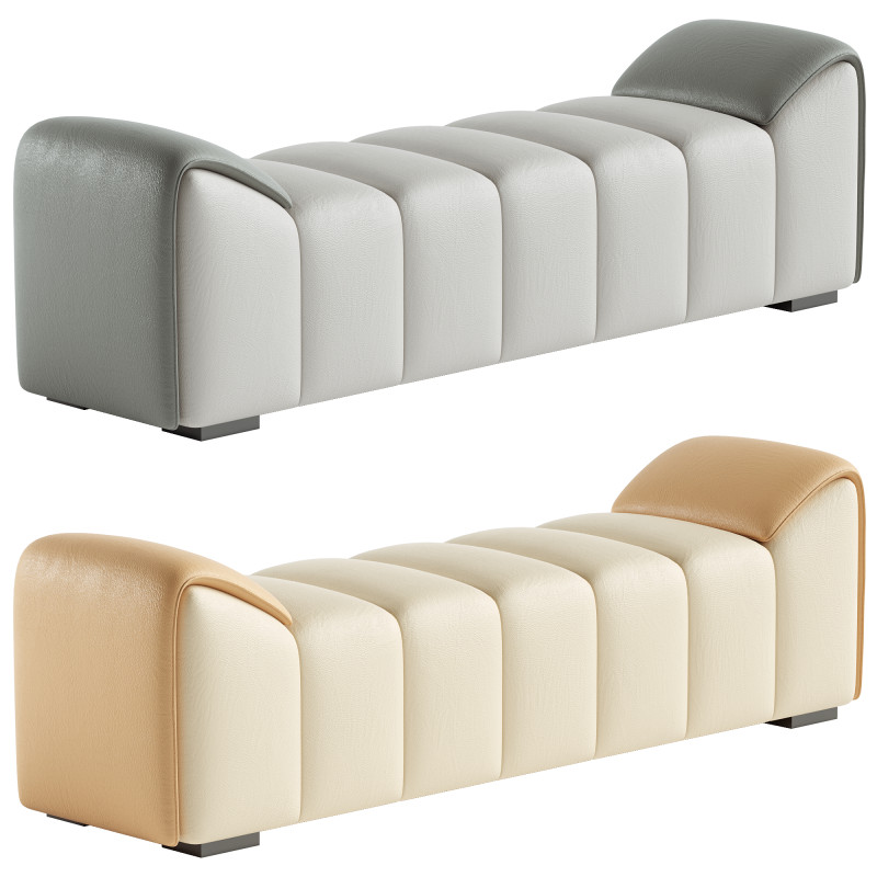 With Arms Upholstered Scandinavian Bedroom Bench Modelo 3D .c4d .max .obj .3ds .fbx .stl .blend 